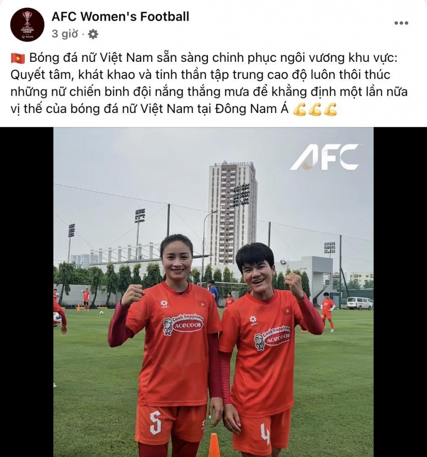 Đội tuyển nữ Việt Nam nhận lời khen từ AFC