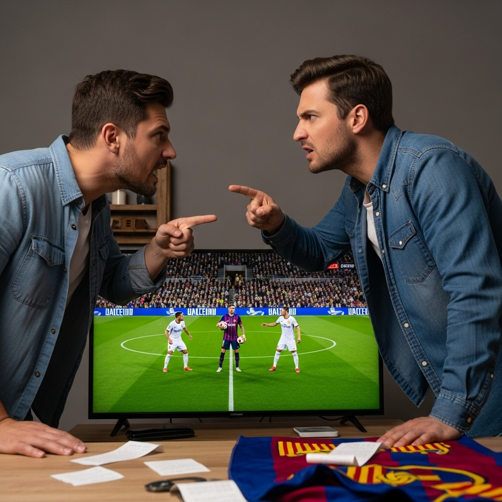 Cuộc tranh luận giữa hai người chơi cá cược về chọn mức kèo chấp giữa trận Barcelona vs Real Madrid