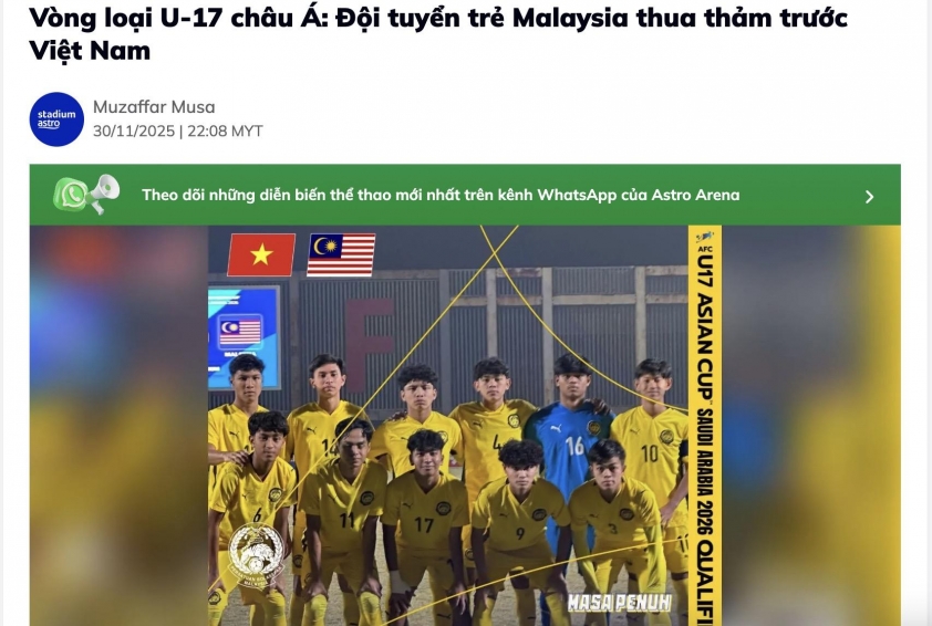 Truyền thông Malaysia hốt hoảng khi bị Việt Nam loại ở vòng loại châu Á Truyền thông Malaysia thất vọng khi thua đậm U17 Việt Nam